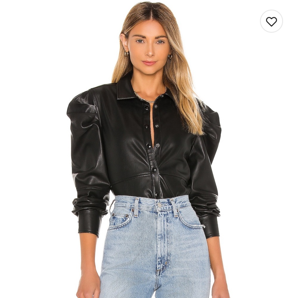 Faux leather shacket